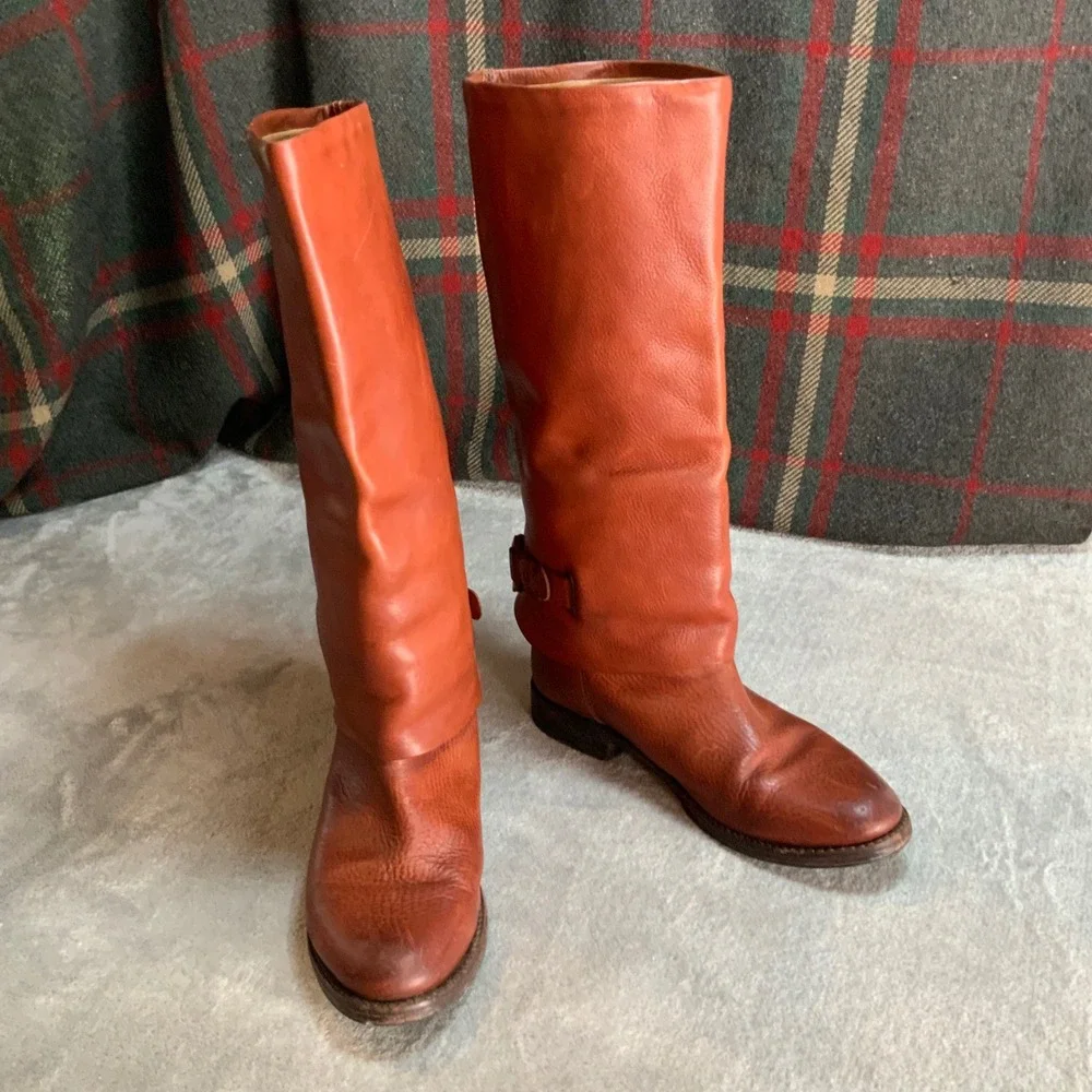 Frye Shirley Over The Knee Cognac Leather Riding Boots 77827 Womens 7.5B